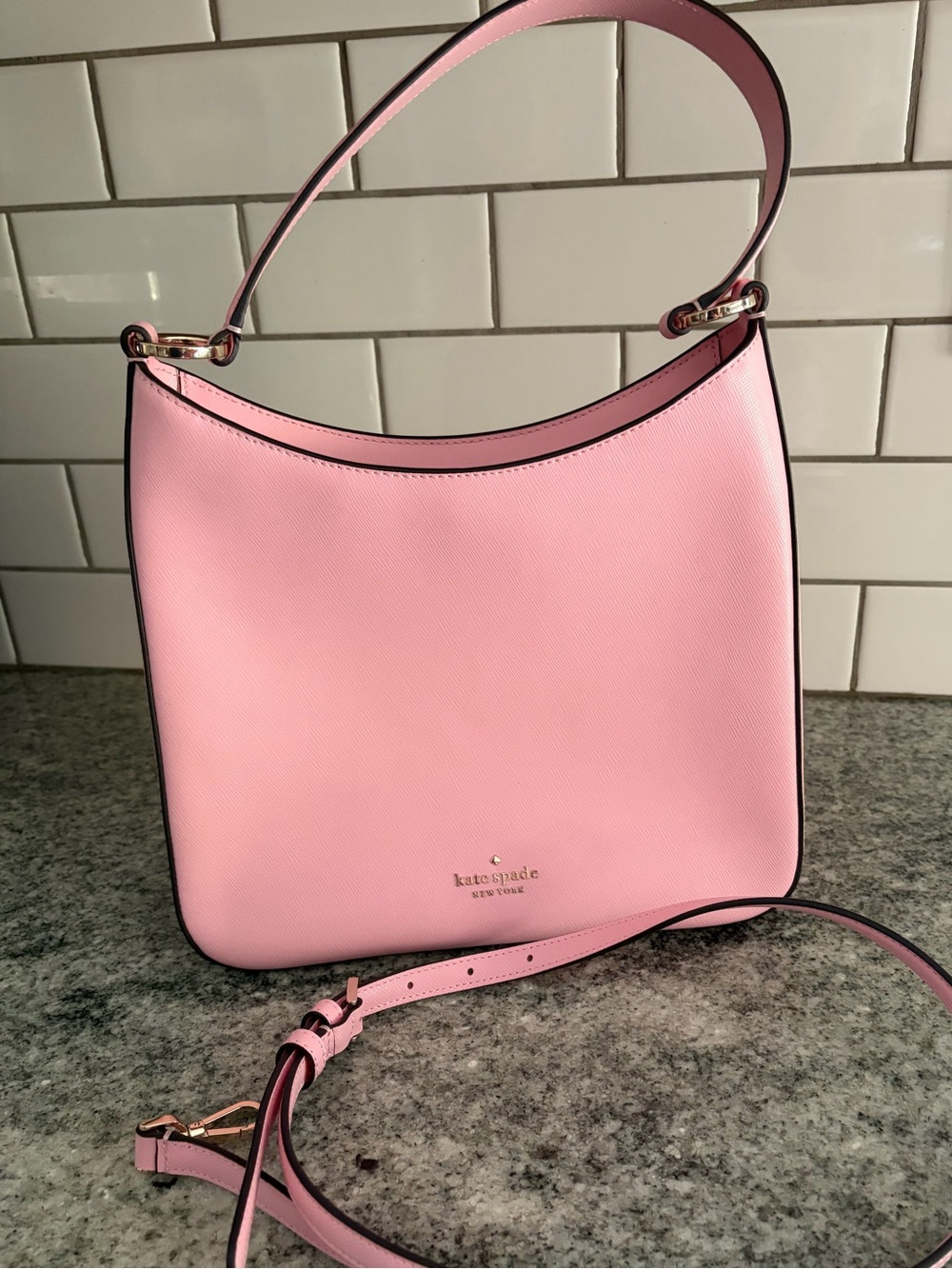 kate spade Pink Leather Medium Shoulder Hobo with Gold Hardware. Like New